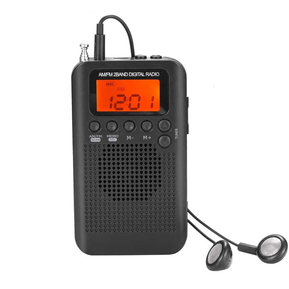 Мини lcd цифровой FM/AM радио динамик с будильником и функцией отображения времени 3,5 мм разъем для наушников и кабель для зарядки