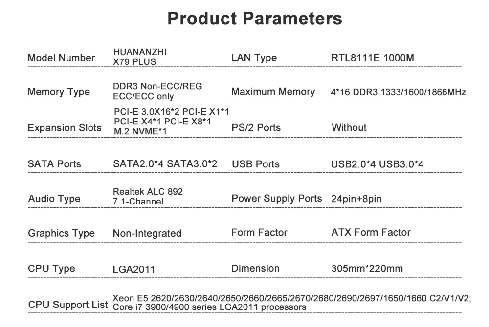 Huanan Zhi X79 плюс материнская плата X79 для Intel LGA 2011 E5 2660V2 2680V2 DDR3 1333/1600/1866 МГц 64 Гб M.2 PCI-E NVME блок питания ATX материнская плата