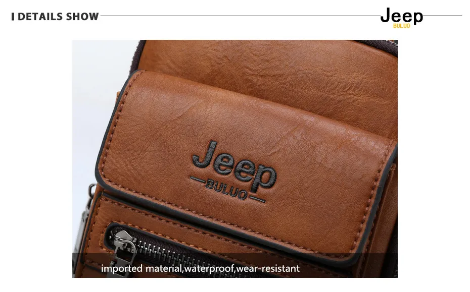 Мужской комплект нагрудная сумка jeep buluo, оранжевая сумка через плечо и кошелек из спилковой кожи, брендовая слинг-сумка, однолямочная кросс-боди сумка, все сезоны