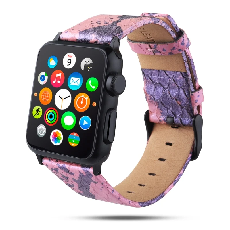 pink Модный Роскошный кожаный ремешок для apple watch 5 4 3 2 1 ремешок для наручных часов iwatch, 38, 40, 42, 44 мм пряжкой ремешок для часов - Цвет ремешка: pink