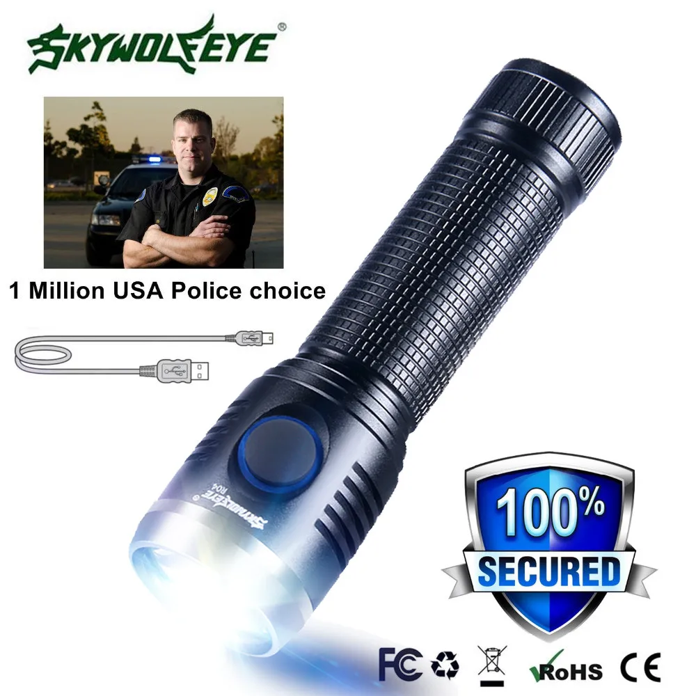 Мини USB Перезаряжаемый T6 военный светодиодный фонарик факел Лампа 18650