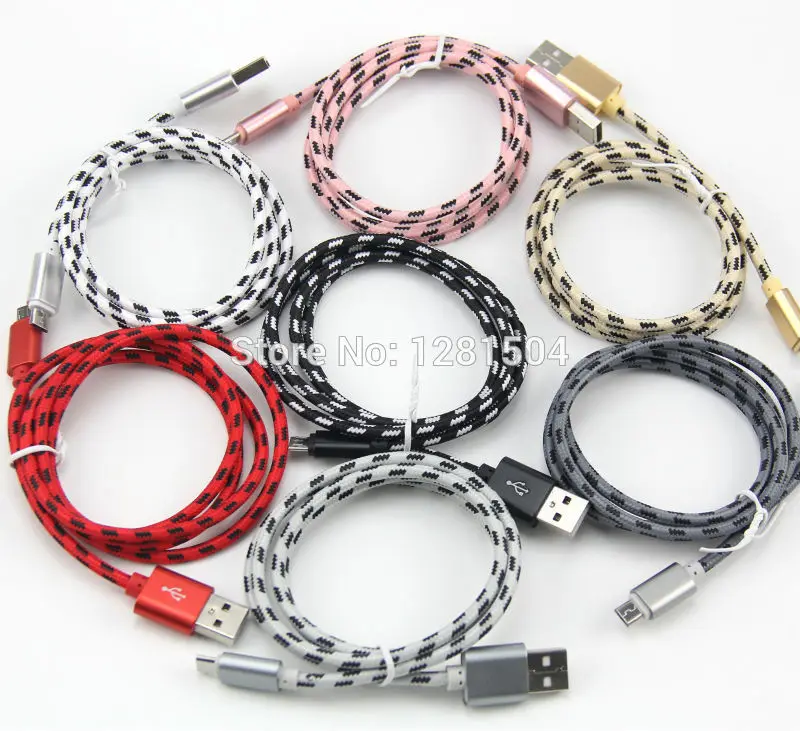 Нейлоновый Micro USB кабель 1 м 2 м 3 м для samsung huawei Xiaomi плетеный кабель для зарядки для Android телефонов USB зарядный кабель 100 шт