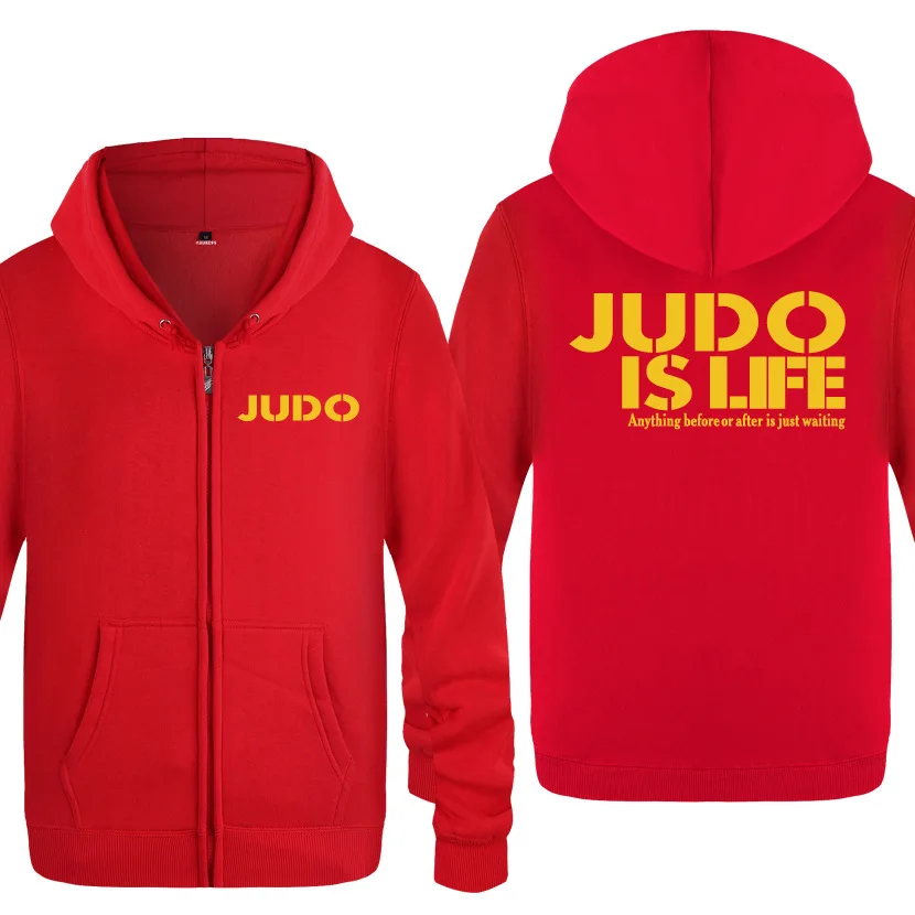 8 Мужские толстовки с капюшоном на молнии с надписью «Judo is Life», мужская флисовая толстовка с капюшоном и длинным рукавом, мужская куртка, пальто, Толстовка для фитнеса, спортивный костюм негабаритных размеров - Цвет: 8