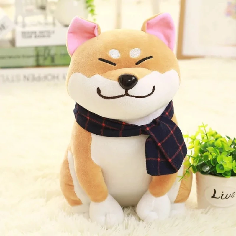 

1PC Wear scarf Shiba Inu dog plush toy soft stuffed dog toy good valentines gifts for girlfriend 25cm/9.84''