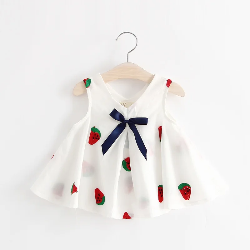 Infant Vestidos/платья для девочек девушки Летняя майка Платье с бантом одежда детей 6