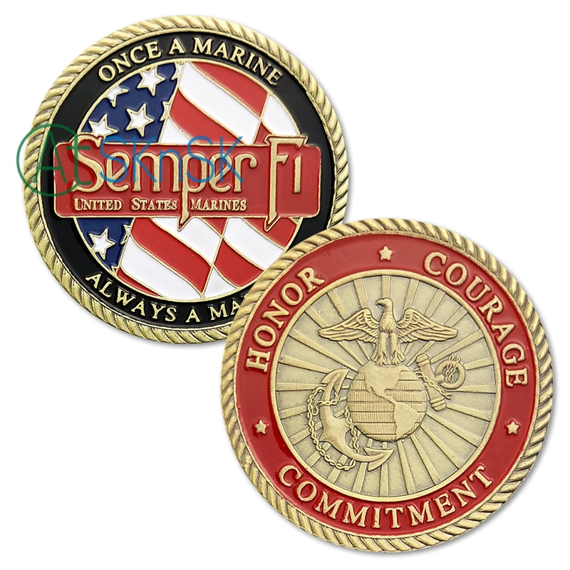 1 шт. монеты морской корпус США USMC Semper fideis один раз флот|Безвалютные монеты| |