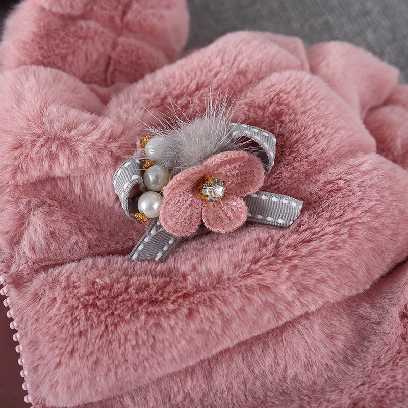 Зимние куртки для маленьких девочек теплое флисовое пальто с искусственным