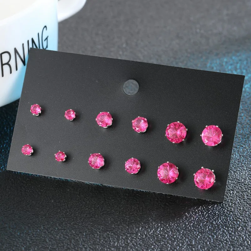 Женские серьги гвоздики с кристаллами 6 пар/компл. минималистичные ювелирные