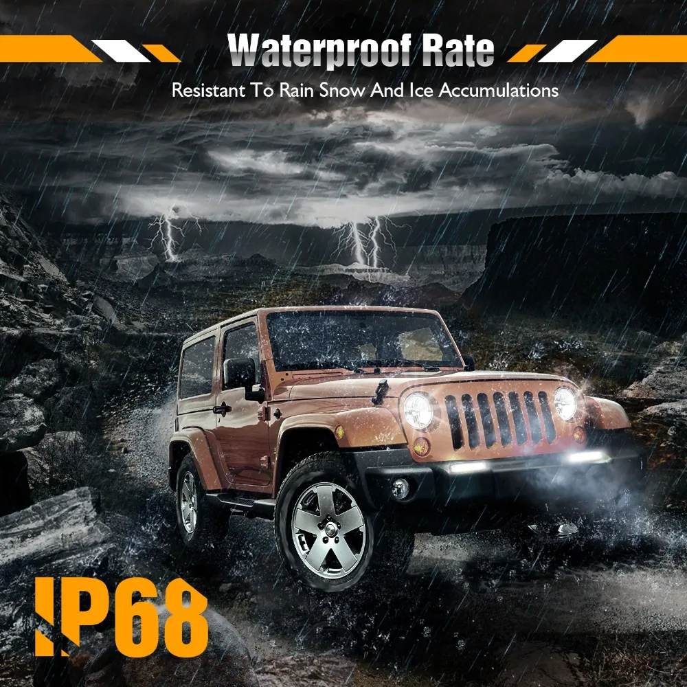 BraveWay 12V LED Work Light Bar DRL Daytime Running Dual Color Fog Lamp Headlights for UTV ATV Truck OffRoad | Автомобили и