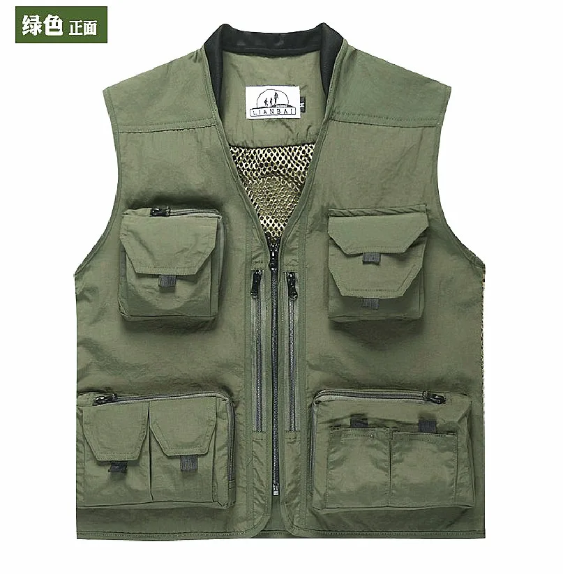 Army Green Новое поступление, 5 цветов, для улицы, Быстросохнущий жилет, мужской, для фотографии, для пешего туризма, альпиниста, для рыбалки, одежда с v-образным вырезом, с несколькими карманами, жилет - Цвет: Army Green