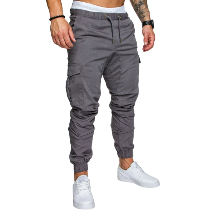 Brand Male New Fashion 2018 Slim Solid Color Pocket Decoration Men Casual Pants Man Trousers Designer Mens Joggers | Мужская одежда