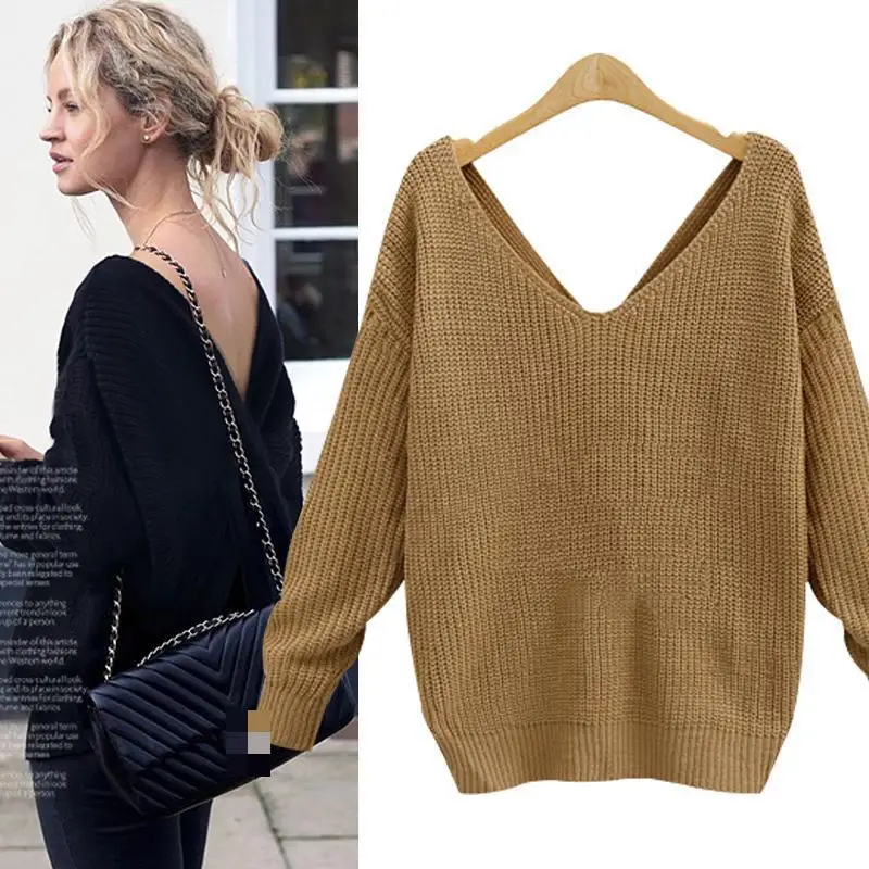 Novelty V-neck Fashion Full Sleeve Pullovers Sweater Women Good Quality Mujer One Size Free Shipping | Женская одежда