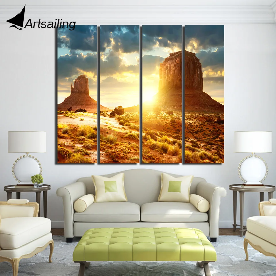 4 piece canvas landscape sunset Stone land artwork posters and prints wall art canvas prints decor Free shipping/up-1322D