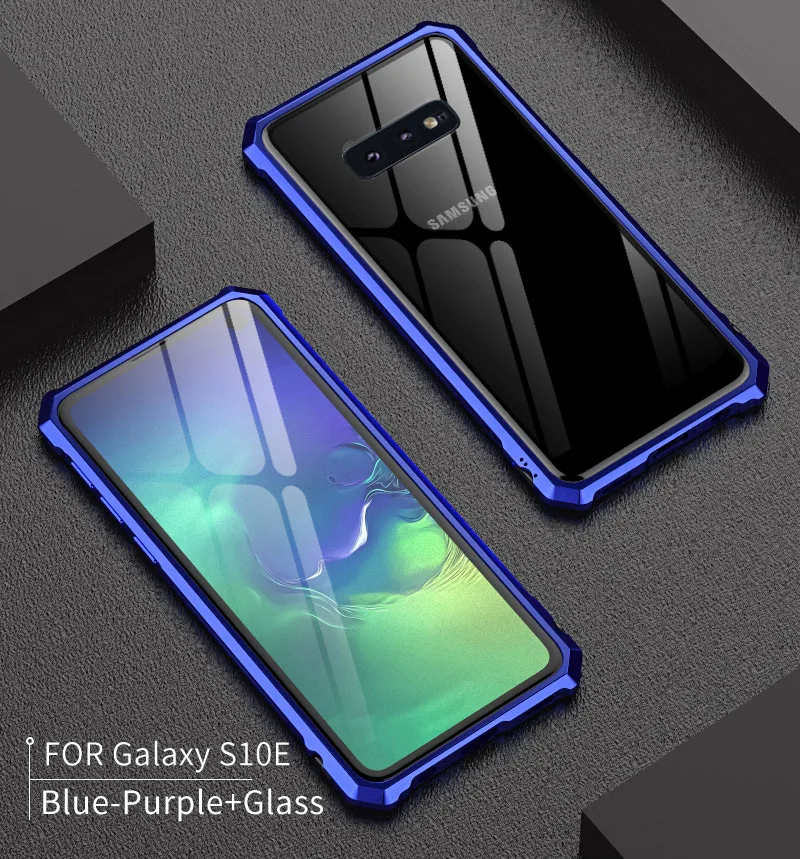 Для samsung Galaxy S10 Plus бампер S10E телефонные чехлы алюминиевая металлическая рамка бампер с прозрачным закаленным стеклом задняя крышка для S10 E