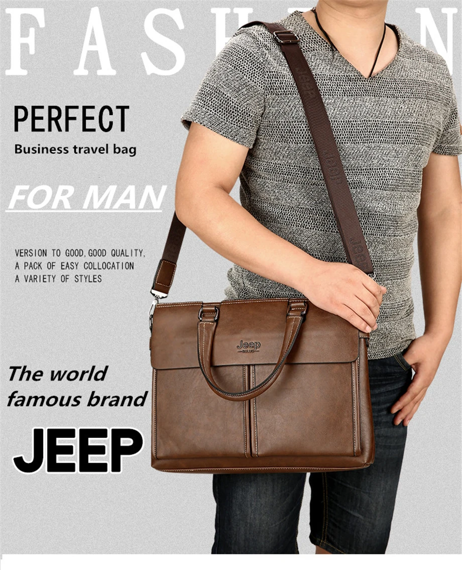 Мужской портфель s Jeep, большой бренд, деловая разрезная кожаная сумка для 14 дюймов, сумки для ноутбука, мужской портфель для путешествий, сумка-тоут, А4, файлы