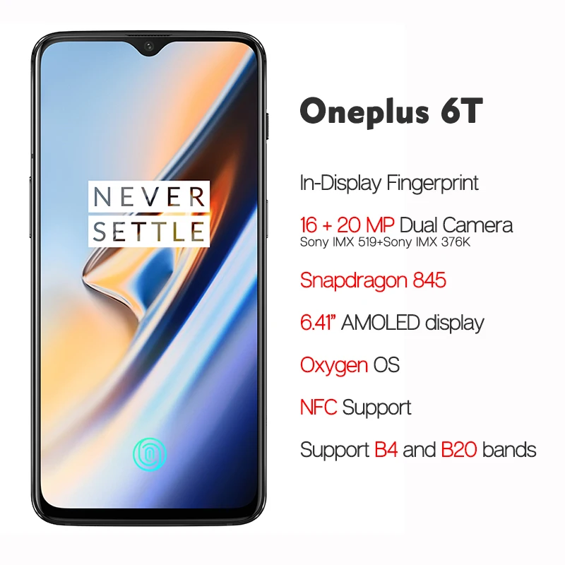Оригинальный смартфон Oneplus 6 T 10GB 256GB mlaren Snapdragon 845 в дисплее с функцией