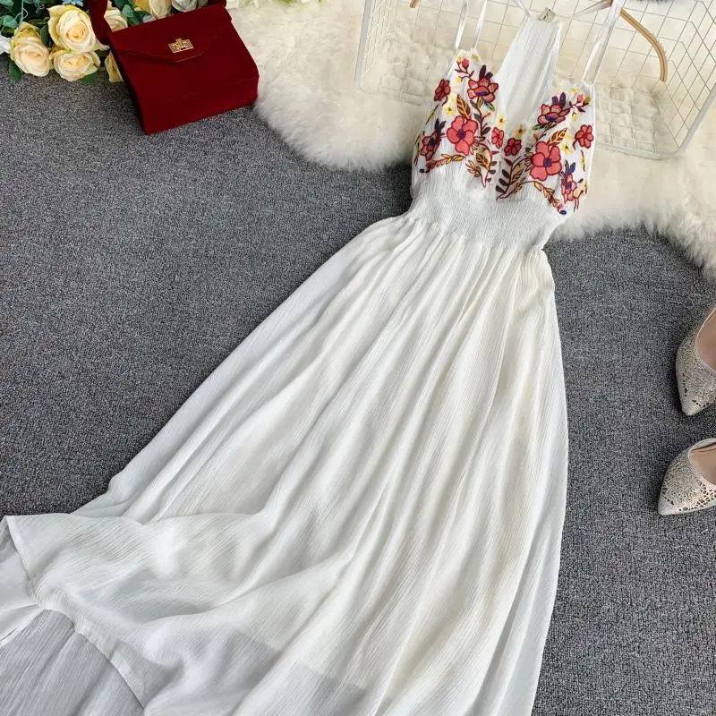 Женское пляжное платье ALPHALMODA, v-образный вырез в богемском стиле, с высокой спиной, цветочным принтом, узкой талией на лето