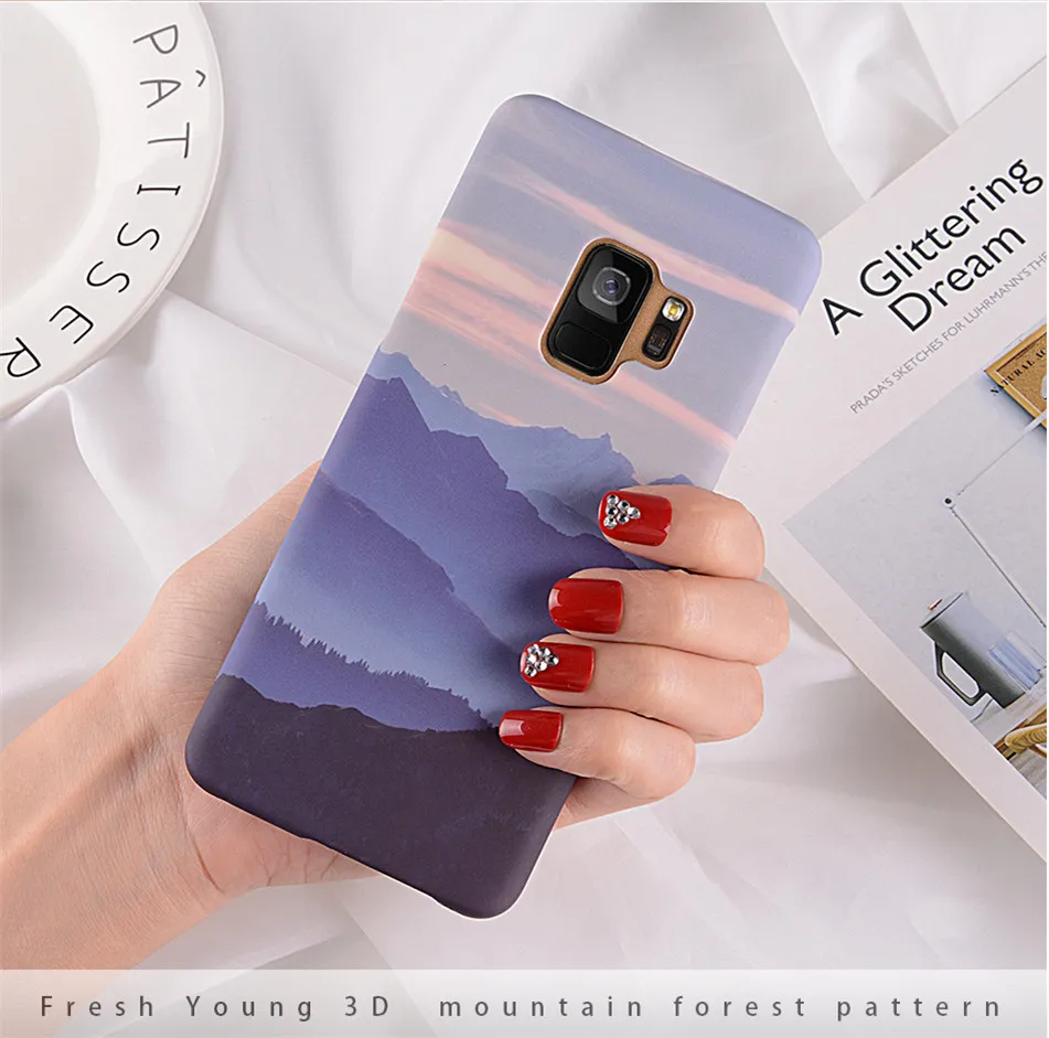 USLION ультра тонкий чехол для телефона для samsung Galaxy S9 S8 Plus Note 9 Note 8 S7 Edge горный пик лес Жесткий PC задний чехол s