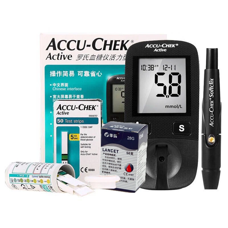 Измеритель уровня глюкозы в крови Accu-Chek активный тест сахара в крови er бытовой глюкозетр для диабета монитор измерения+ 50 тест-полосок