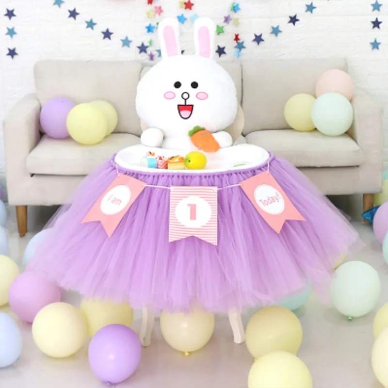 100 см пачка Тюлевая "юбка" на стол Baby Shower 1st День рождения Свадебные украшения для стульчик для кормления домашний текстиль вечерние принадлежности подарок - Цвет: purple