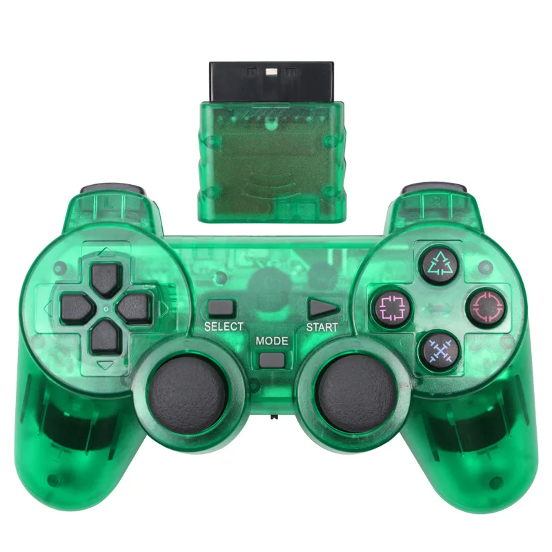 Green Беспроводной контроллер для sony Playstation 2 геймпад Вибрационный контроллер для mando PS2 джойстик контроллер ps2 sem fio - Цвет: Green