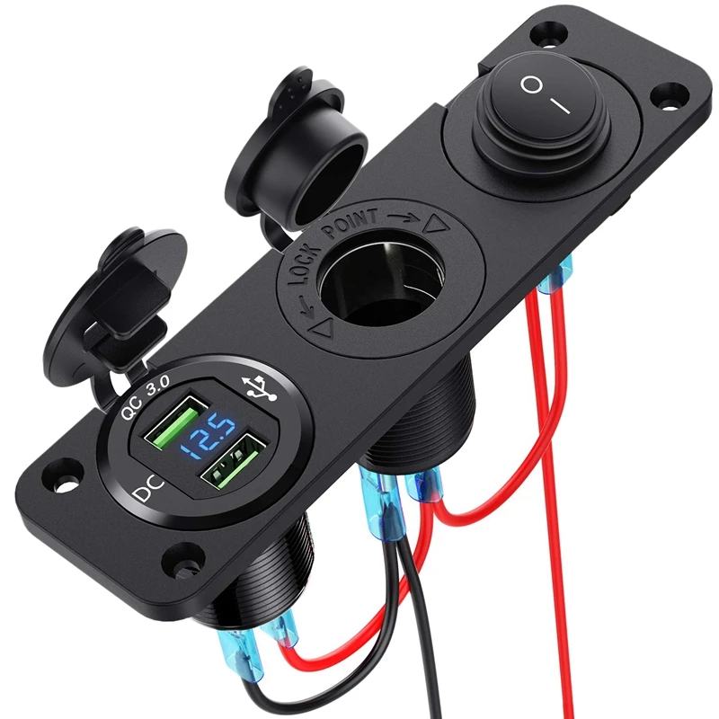 Двойной распределитель гнезд прикуривателя Qc3.0 250W водонепроницаемый 12V двойной