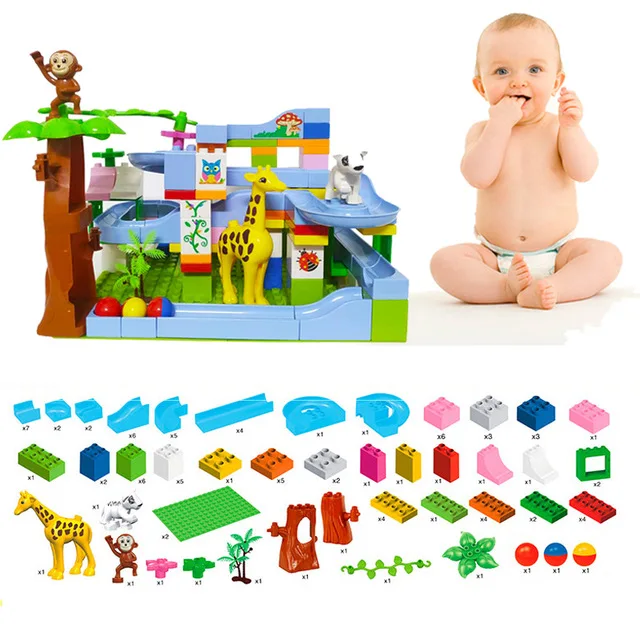 100 PCS No Box 74-296 шт мраморный гоночный лабиринт, Шариковая дорожка, строительные блоки, ABS воронка, горка, сборные кирпичи, совместимые блоки, игрушки - Цвет: 100 PCS No Box
