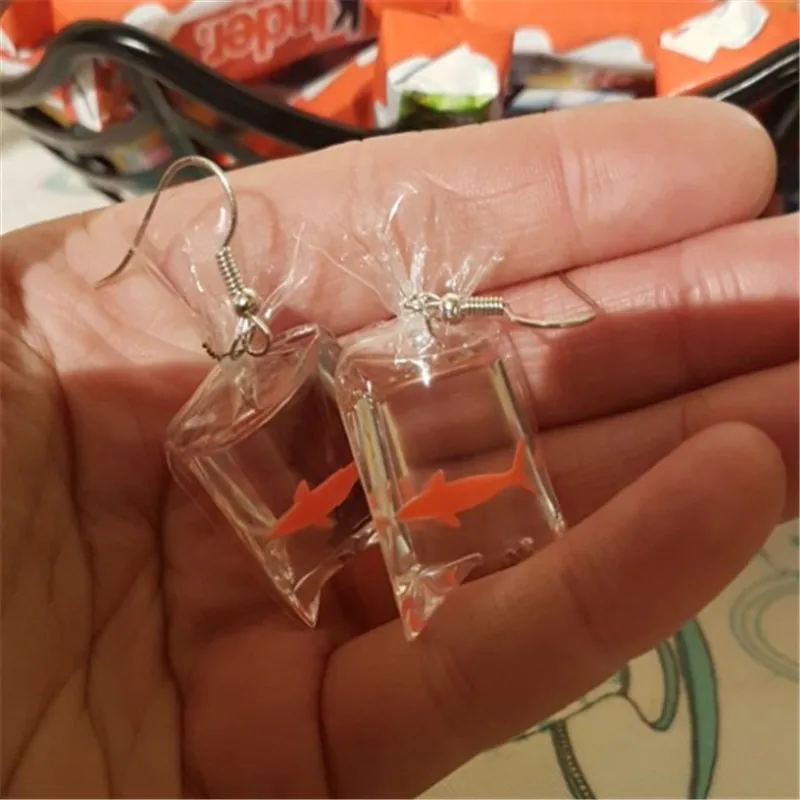 Забавные серьги из смолы в виде золотой рыбки сумки для женщин с кристаллами