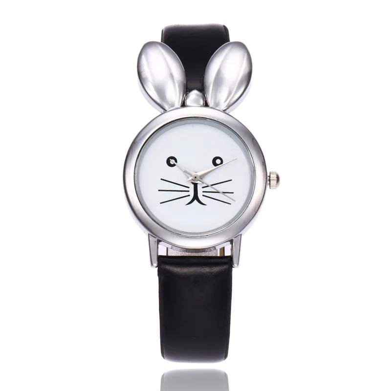Часы relojes mujer 2019 с мультяшным рисунком женские часы кроличьим мехом кожаный