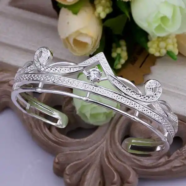 Hot Sell!Wholesale 925 silver bangle bracelet fashion jewelry Bracelet Cuff Crown Bangle SMTB204 | Украшения и аксессуары