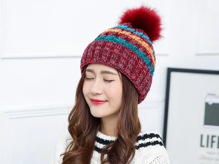 Beanies Женская Зимняя кепка толще плюс бархатная вязаная шапка высокого качества шапка женская шляпка теплая хижина Gorrs cap uchons