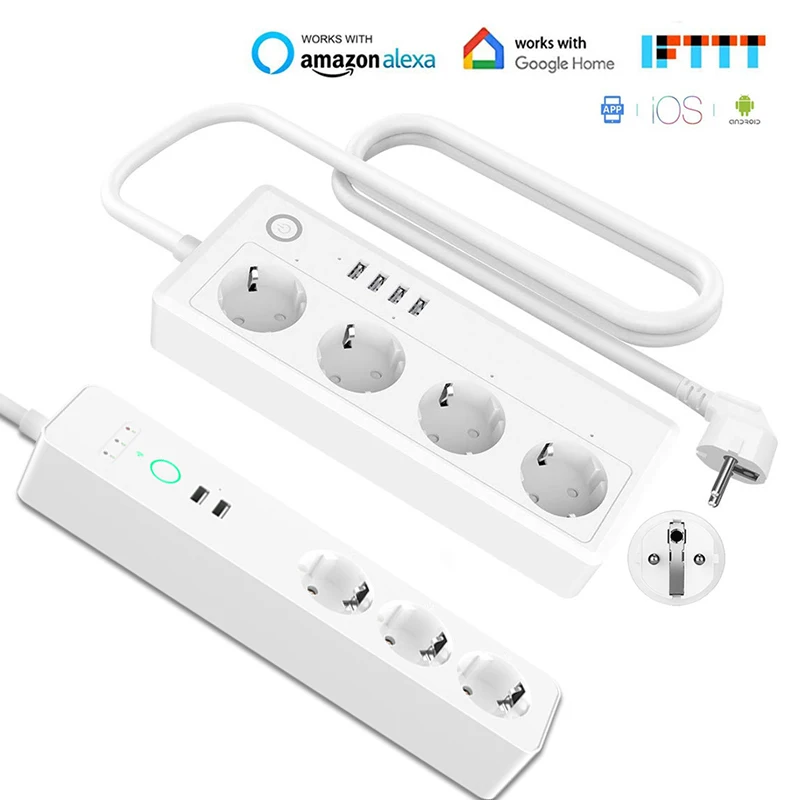 Умный Wifi удлинитель штепсельная вилка европейского стандарта 4 USB таймер разъем