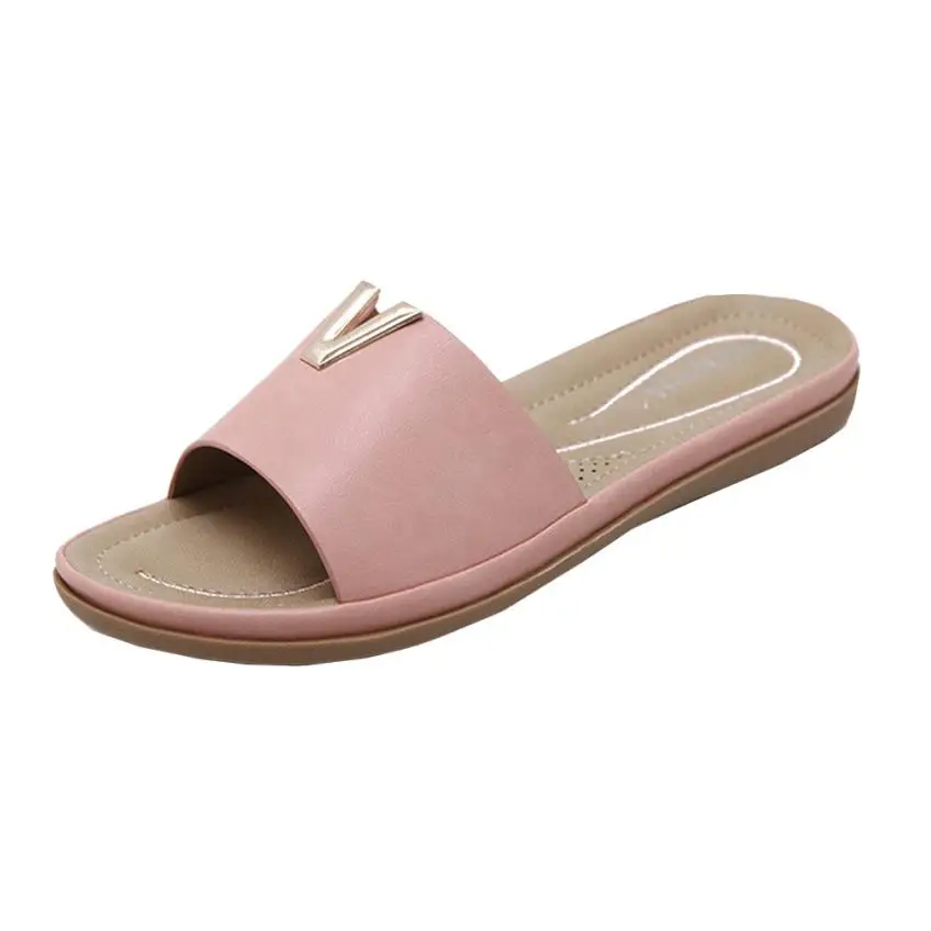 2018 Новая модная женская летняя пляжная обувь женские тапочки на низком каблуке