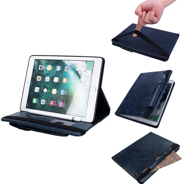 Синий Чехол для ipad air 3, Чехол для ipad Pro 10,5 с карандашом, отделением для карт, многофункциональный чехол, подставка для планшета - Цвет: Синий