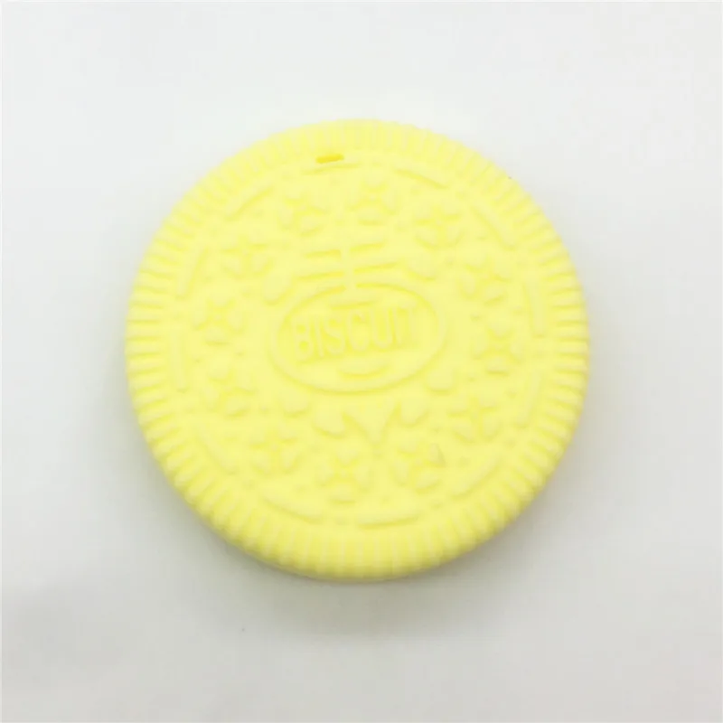 Cream Yellow Chenkai 2 шт без БФА, силиконовый подвесной Прорезыватель для зубов для печенья DIY детское печенье кольцо для соски Подвеска для кормления грудью Ювелирная игрушка в подарок - Цвет: Cream Yellow