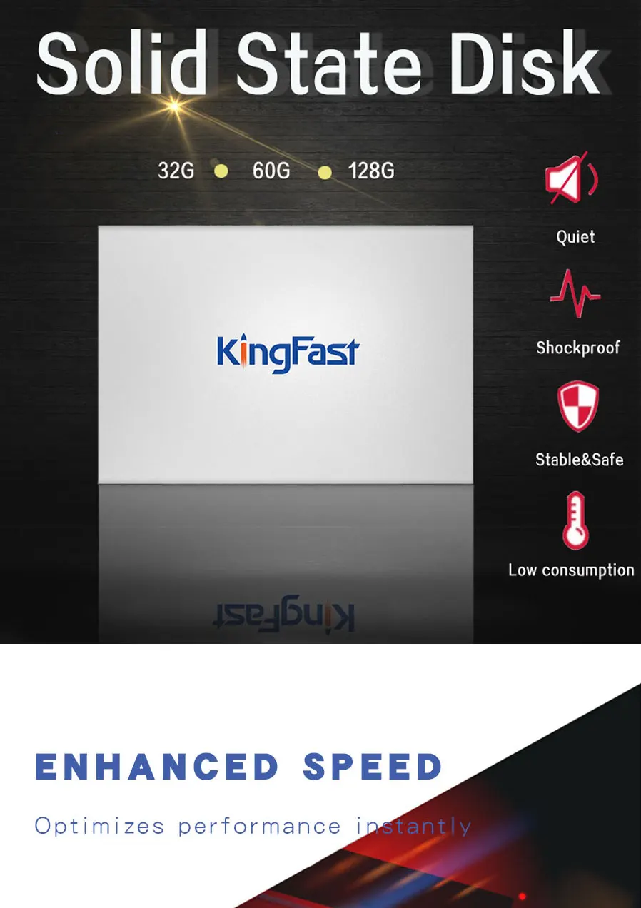 F6 Kingfast 7 мм металлический 2,5 дюймовый внутренний SSD 32 Гб 60 Гб 128 ГБ SATAIII 6 Гбит/с HDD твердотельный жесткий диск для ультрабука/ПК компьютера