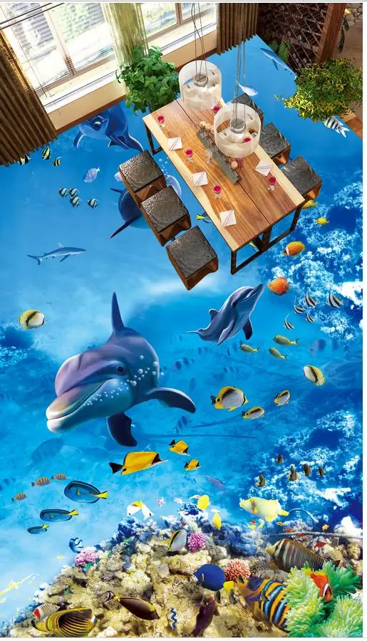 3d напольное покрытие синий океан мир ванная комната спальня 3D Пол