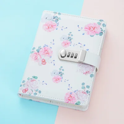 Flowers TATCAT A5 Размер дизайн замок для дневника Кожа Блокировка журнал записная книжка Лучший для подарков(ручка в комплект не входит) TPN112 - Цвет: Flowers