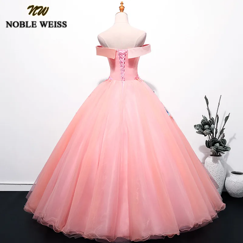 NOBLE WEISS Pink Off The Shoulder Quinceanera Dresses 2019 With Cute Butterfly Vestidos de 15 anos Sexy Ball Gown Sweet 16 Dress | Свадьбы и