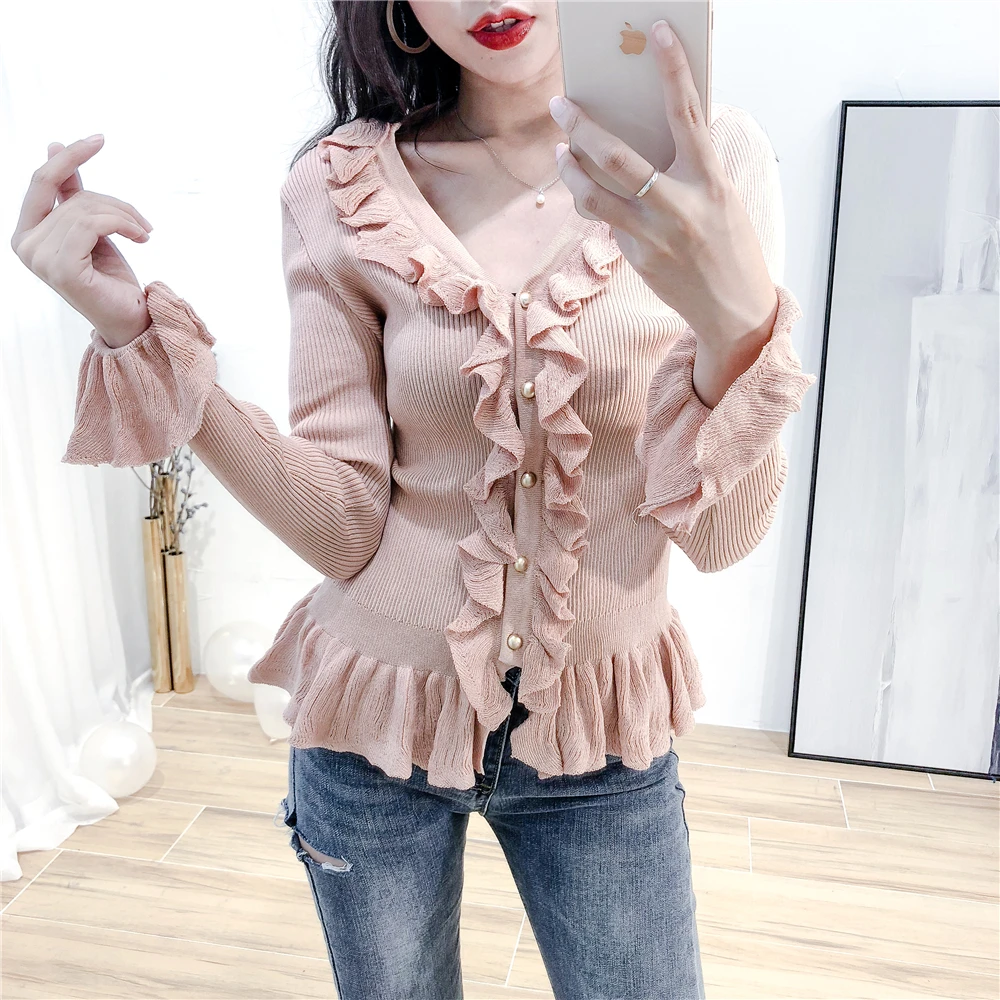 ALPHALMODA осень 2018 женский тонкий вязаный кардиган наряд v-образный вырез