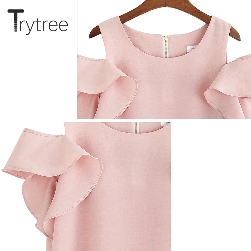 Trytree Весна Лето Топ Женская футболка Повседневная бабочка рукав полиэстер