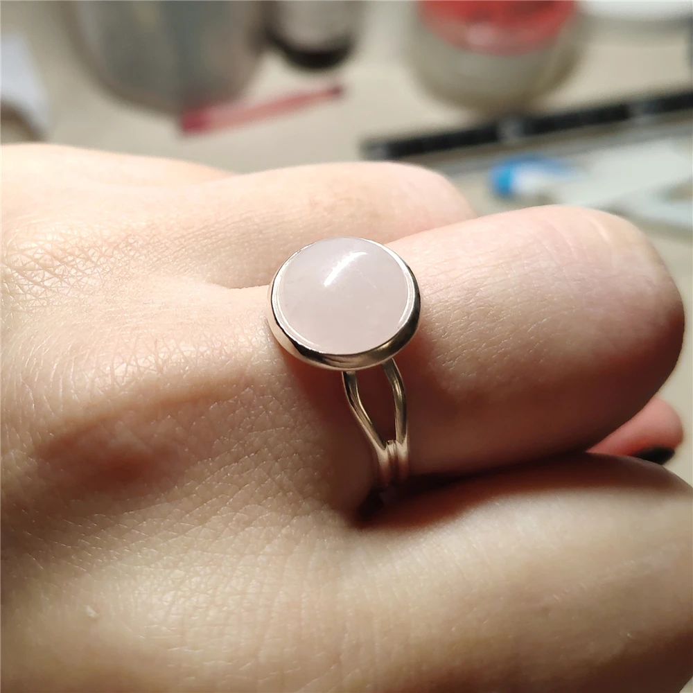 Vintage Classic Natural Stones Jewelry Simply Light Pink Cr'y's'ta'l's Charms Rings Copper | Украшения и