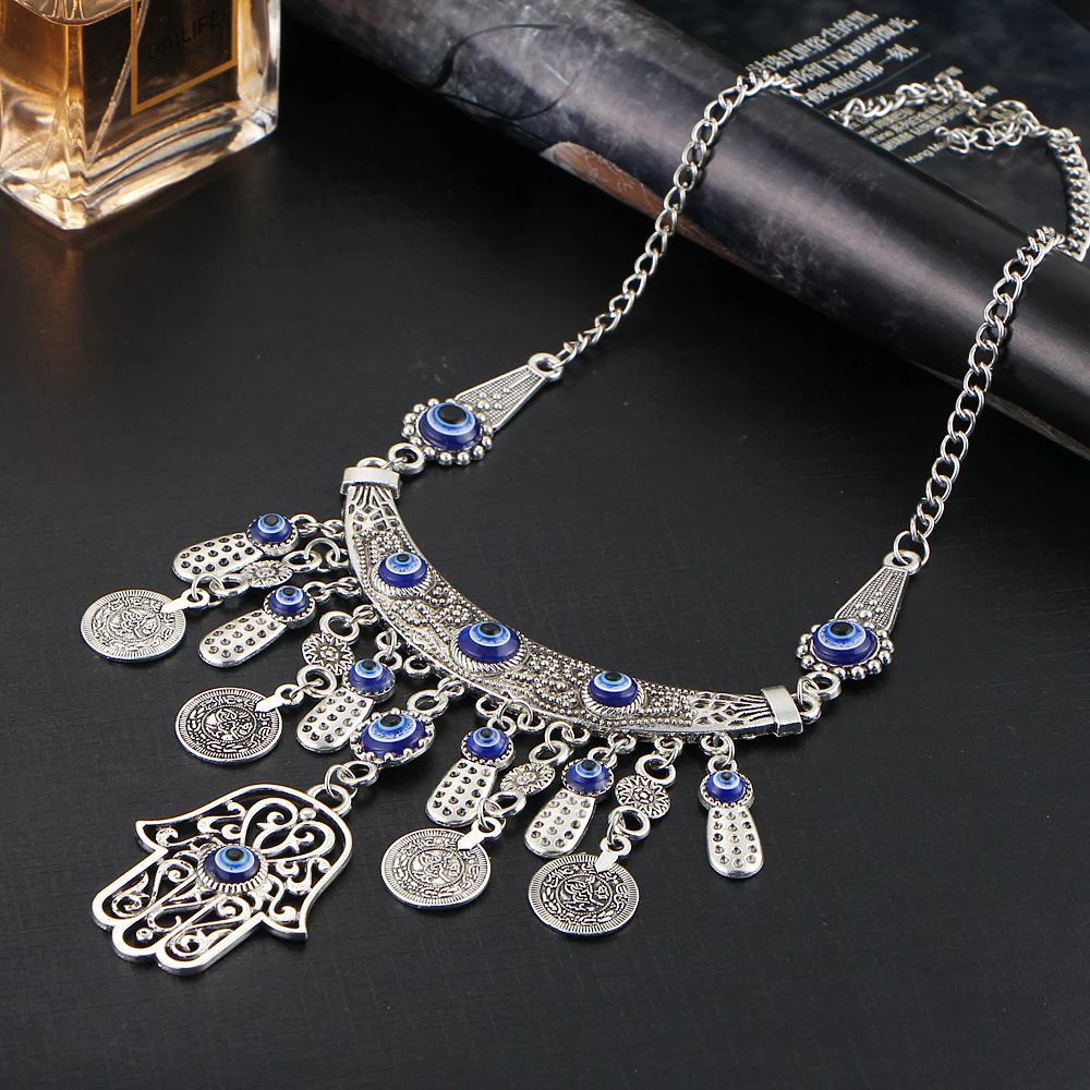 Женское ожерелье с подвеской IF ME длинное богемное серебряного цвета в ретро