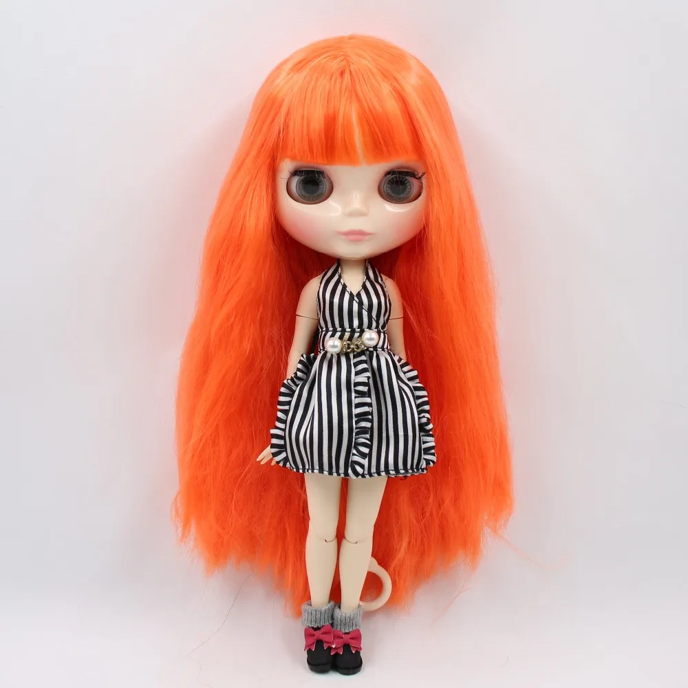 Фабричная кукла blyth 1/6 bjd шарнирное тело белая кожа 30 см Длинные оранжевые волосы