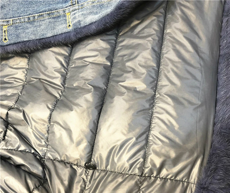 OFTBUY, Брендовое пальто с натуральным мехом, зимняя куртка, женская джинсовая парка, натуральный мех норки, утиный пух, пальто, Толстая теплая уличная одежда, повседневная Роскошная