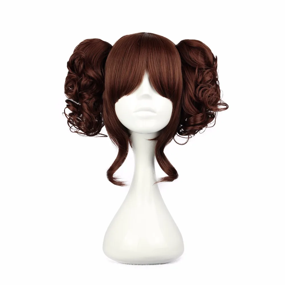 MCOSER 35 см короткие синтетические кудрявые высокотемпературные волоконные волосы фиолетового цвета с двумя хвостиками WIG-301C