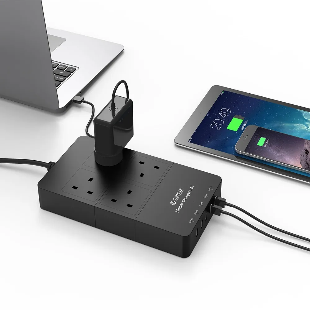 Оригинальная Черная лента питания ORICO 4 гнезда 5 USB 2 А поддержка быстрой зарядки