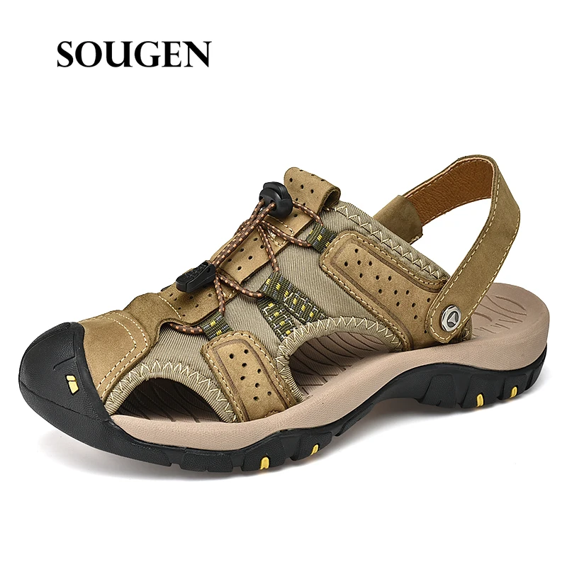 Size39-47 мужские сандалии кожаные для мужчин удобная обувь Летняя мужская взрослых