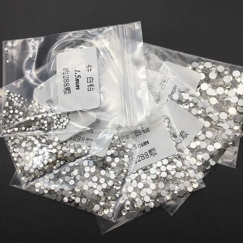 Crystal 1440 шт/партия, 39 цветов, 6 размеров, круглые кристаллы и камни, не горячей фиксации, плоские стразы для дизайна ногтей, хрустальное украшение - Цвет: Crystal