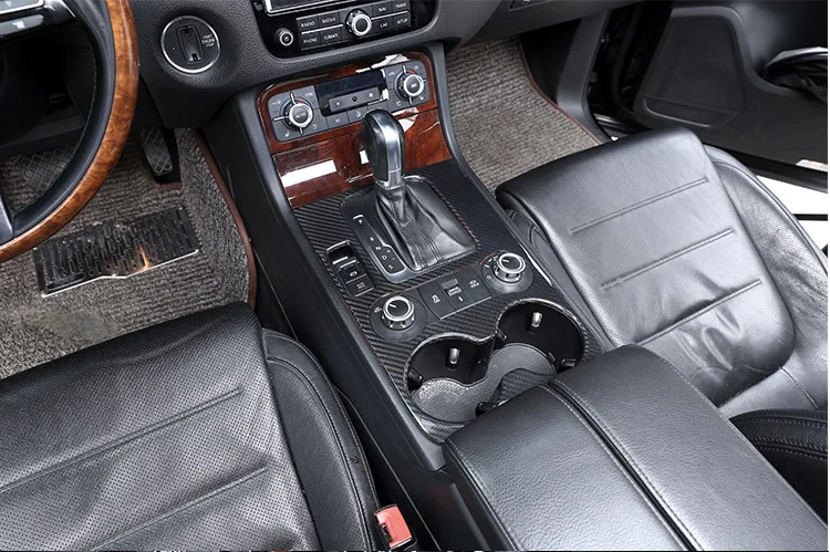 Настоящий материал из углеродного волокна для Volkswagen Touareg 2011- Автомобильная центральная консоль панельная Накладка для коробки передач отделка Аксессуары для LHD